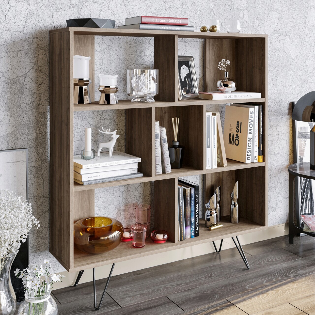 Corp biblioteca, Hanah Home, Mistico, 120x132.2x29.5 cm, Maro - imagine 6